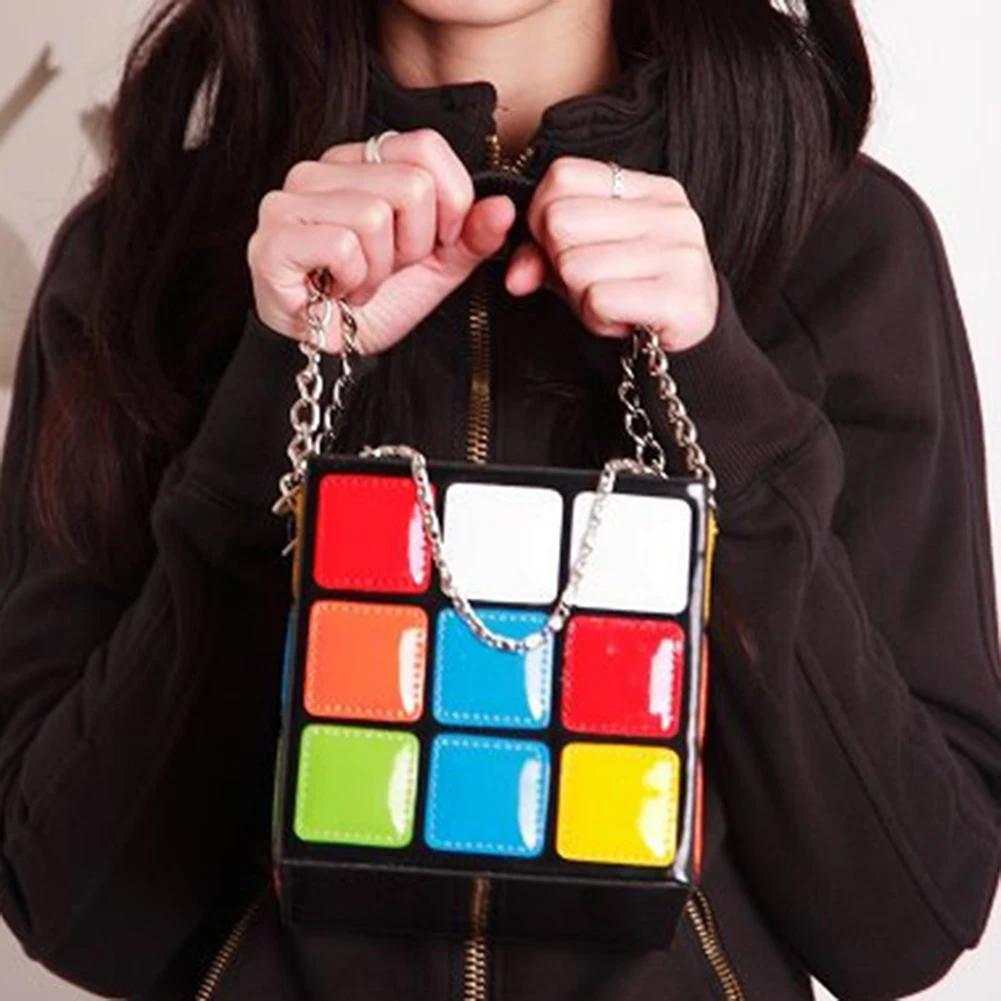 Chic Cubic Shape Box Women Handbags Designer Chains Totes Luxury Pu Leather Messenger Bag Ladies Personality Small Purses
