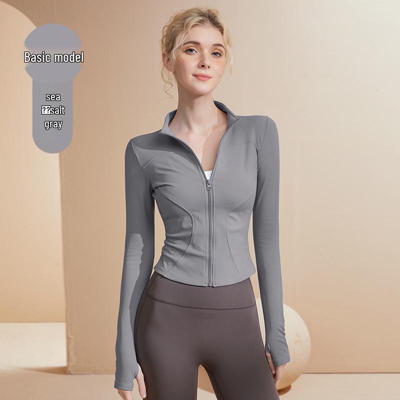 2026 Women's Quick-Dry Stand Collar Yoga Jacket - Long Sleeve, Sun Protection, for Running and Fitness