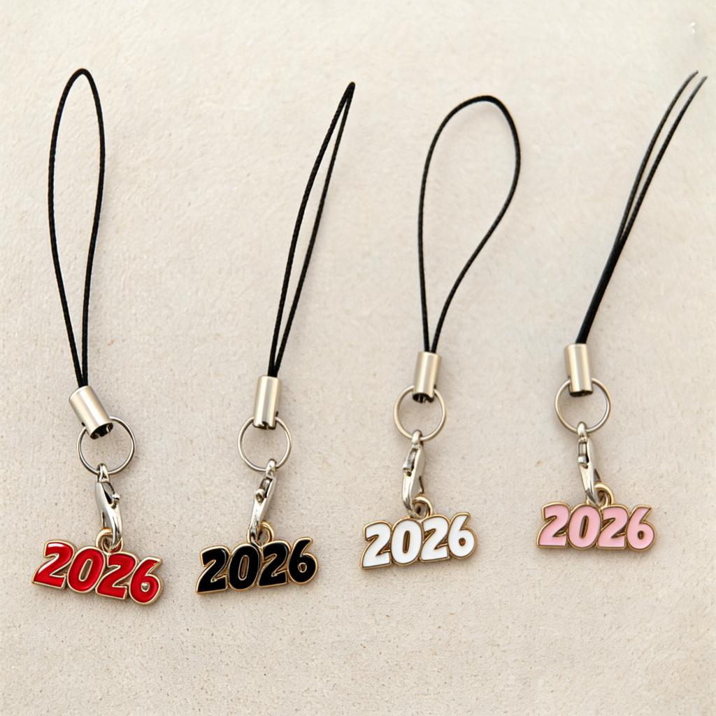 2026 Year Lanyard, Retro-Style Multi-Color Phone Charm, Portable Anti-Loss Lanyard, New Year Commemorative Decorative Item