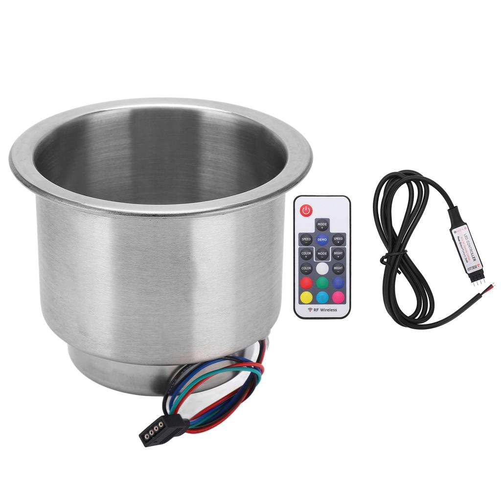 Boat Cup Drink Holder Stainless Steel Marine RGB Cup Holder Rack with Remote Control for Yacht RV Truck