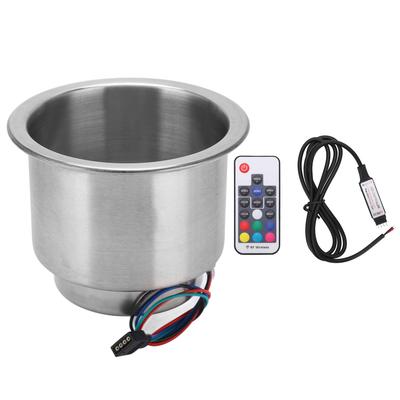 Soporte para Bebidas en Copa para Barco de Acero Inoxidable Marino RGB con Control Remoto para Yate, Autocaravana, Camión