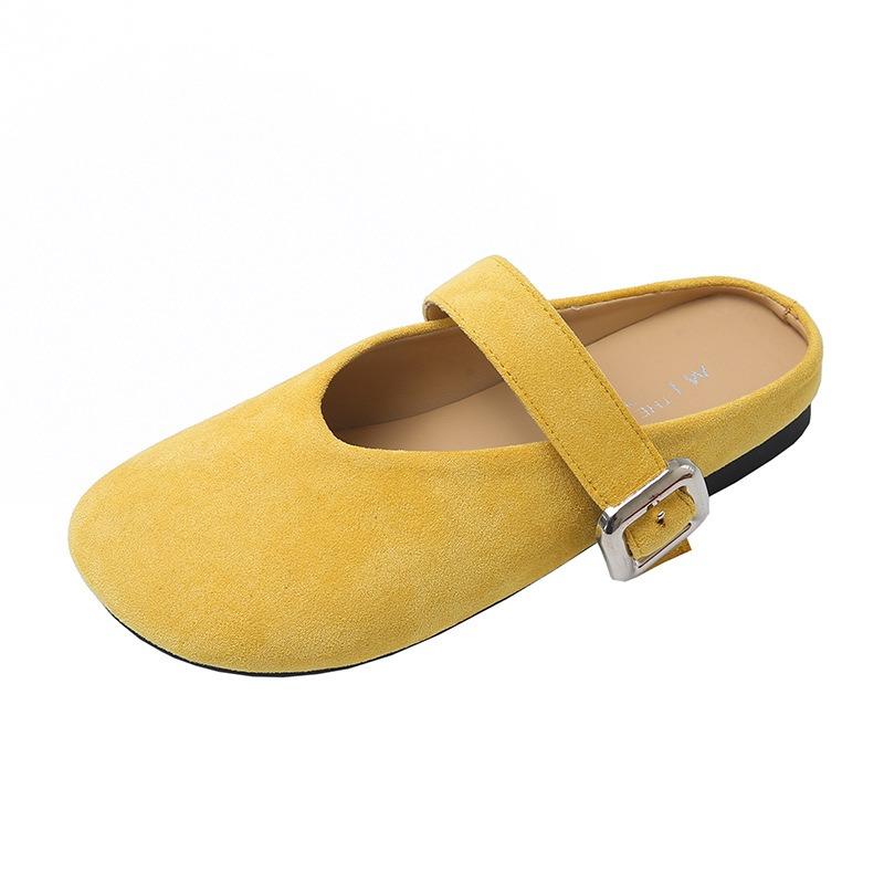 Baotou Half Slippers Women Wear Lazy One Pedal Thick Heel Summer New with Skirt Cool Slippers