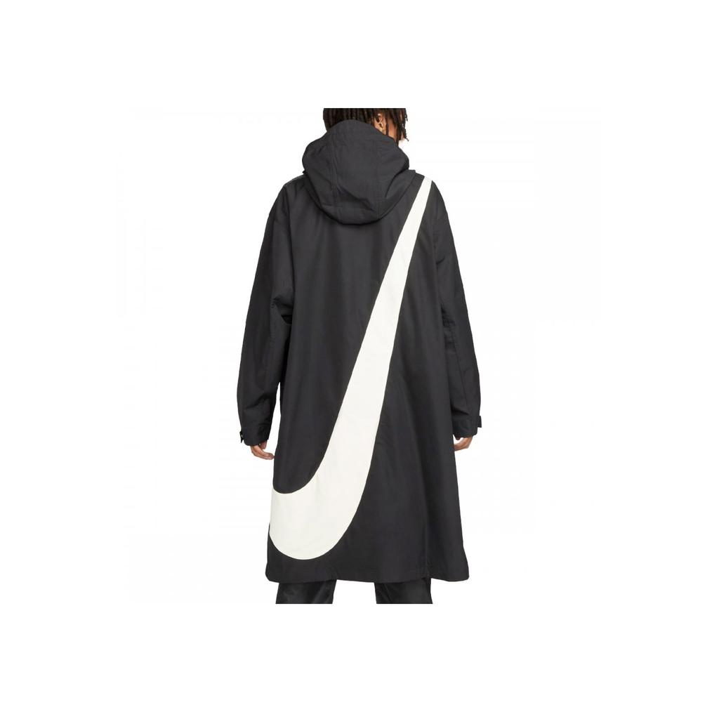 Nike Swoosh Woven Parka Oversized Jacket Black/White Men Streetwear FD2869-010