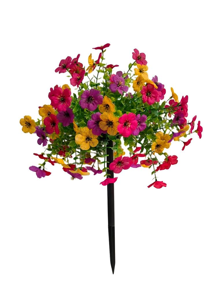 Fiore Artificiale, Petunie Artificiali Con Paletto, Fiori Finti da Esterno da 18" Per Giardino, Cortile, Fioriera e Portico