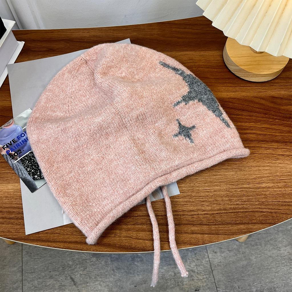 Autumn and Winter Do Not Choose Head Circumference Enlarged Drawstring Hat Women's Cloud Warm Knitted Hat Men's Pile Hat Cold Hat Casual Hat