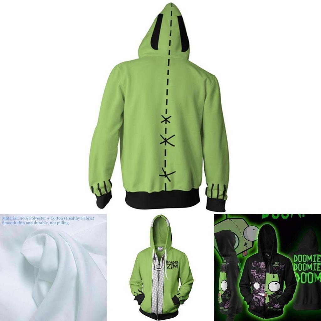 Invader Zim Costume Printed Men Zipper Hoodie Sweatshirt In Comfortable Soft Material