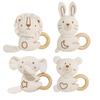 Kakiblin Organic Cotton & Beech Wood Baby Teething Ring Rattle