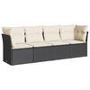 Vidaxl 4-Cz. Garden Lounge Set, Cushions, Black PE Rattan