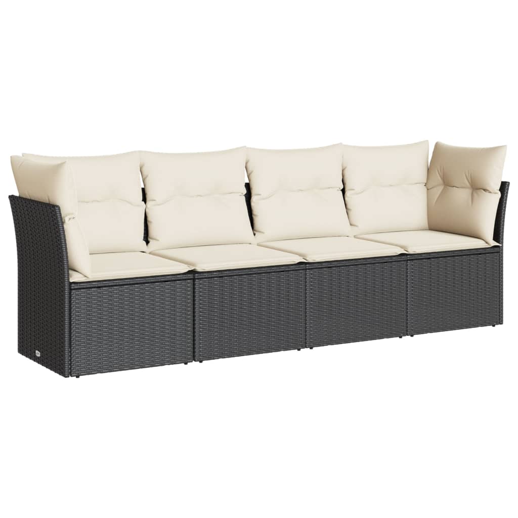 Vidaxl 4-Cz. Garden Lounge Set, Cushions, Black PE Rattan
