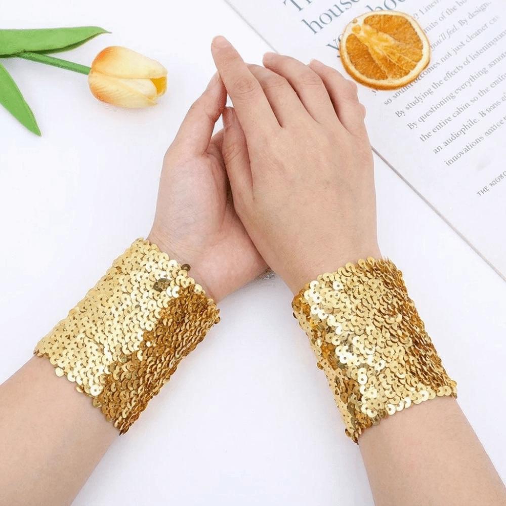 Lightweight Sequins Wrist Cuffs Adjustable Wristband Vintage Halloween Arm Cuff Bar Stage Show
