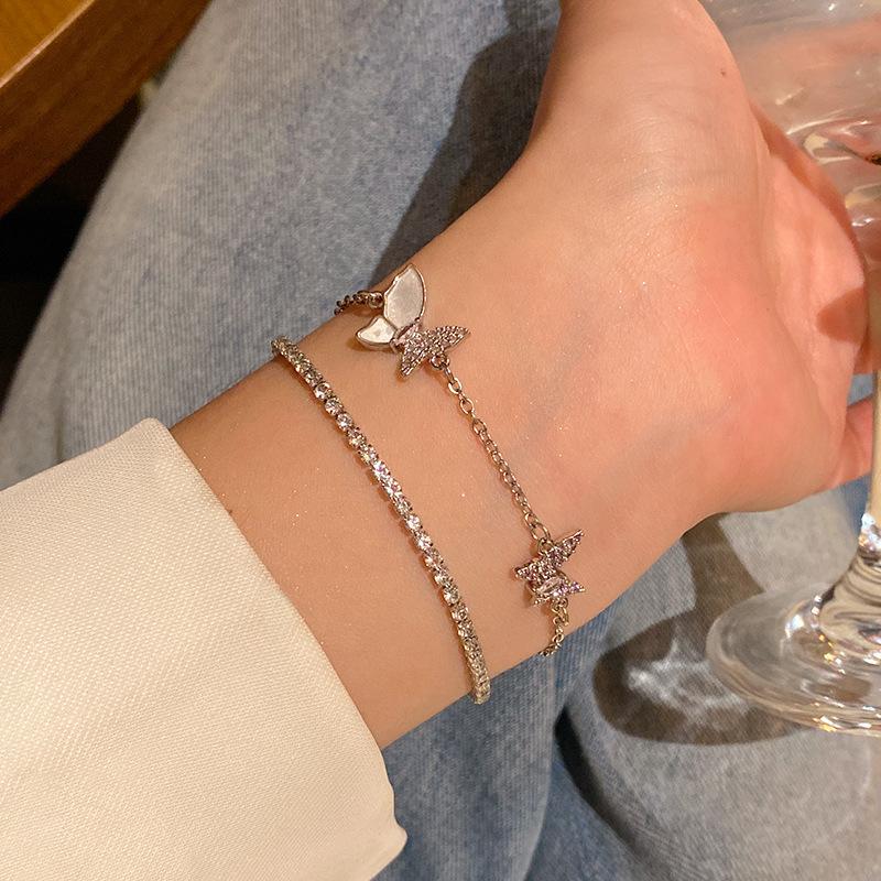 Light Luxury Niche High-end Pearl Bracelet Women's Korean Style Fashion Elegant Flash Zircon Love Bracelet Crystal Bracelet