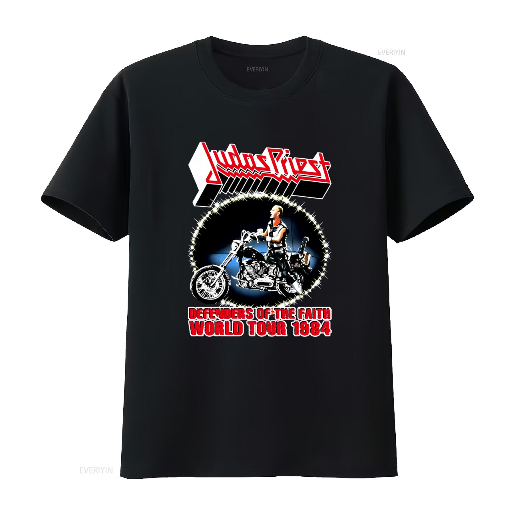 

Judas Priest T Shirt Defenders Of The Faith World Tour 1984 Rock Band Motorcycle vintage Washed Versatile homme Unisex 4XL