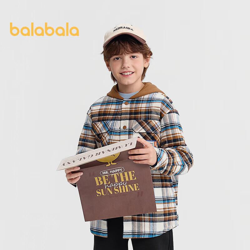 Balabala Boys Hooded Plaid Cotton Jacket 170