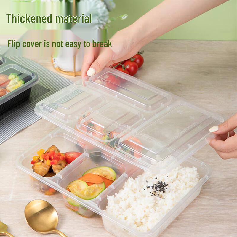 Einweg durchsichtige 4-Fächer Mahlzeitenvorbereitungsbehälter - 150 Sets