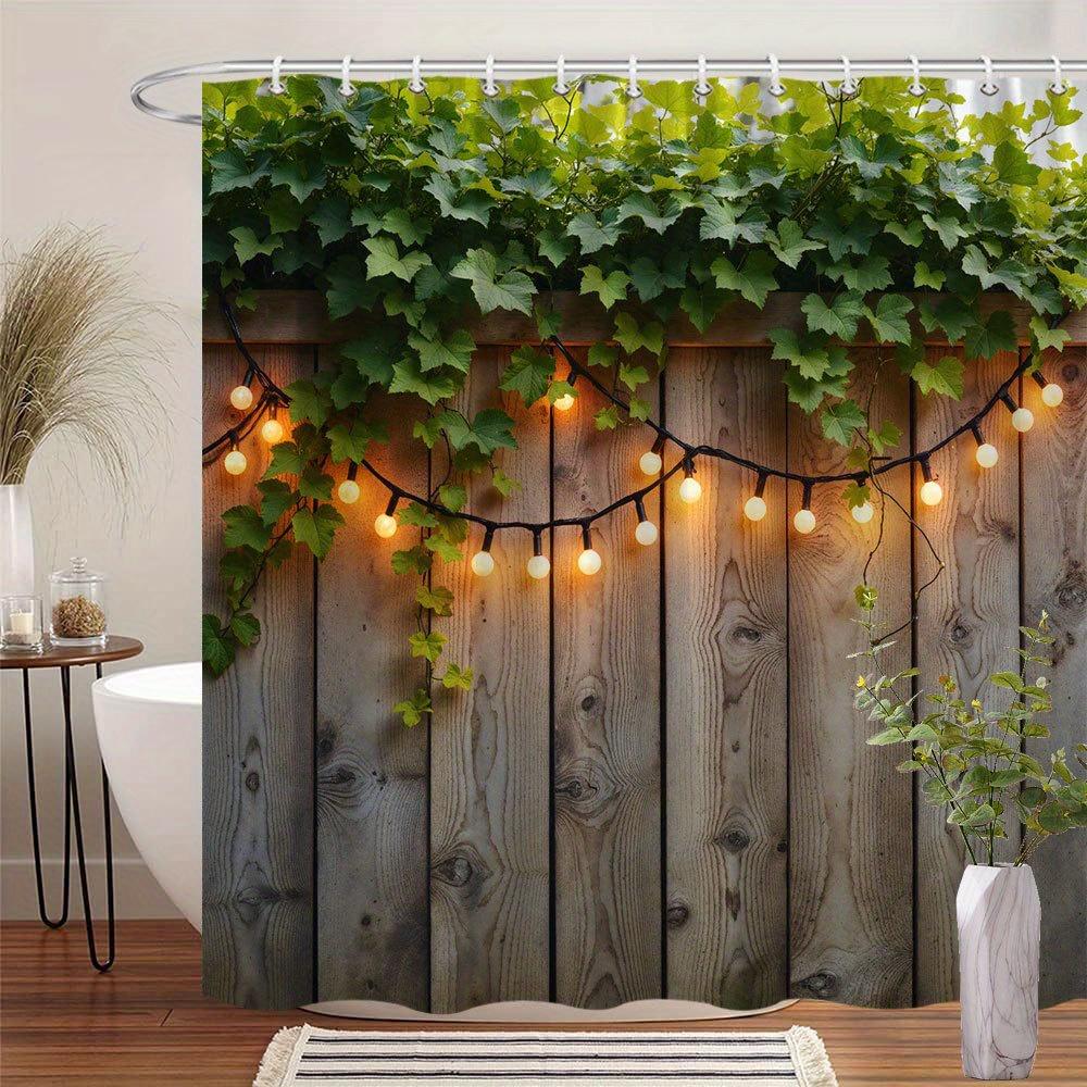 Rustic Charm And Nature'S Embrace Wall Tapestry For Cozy Home Decor, Featuring A Warmly Lit Wooden Fence With Twinkling