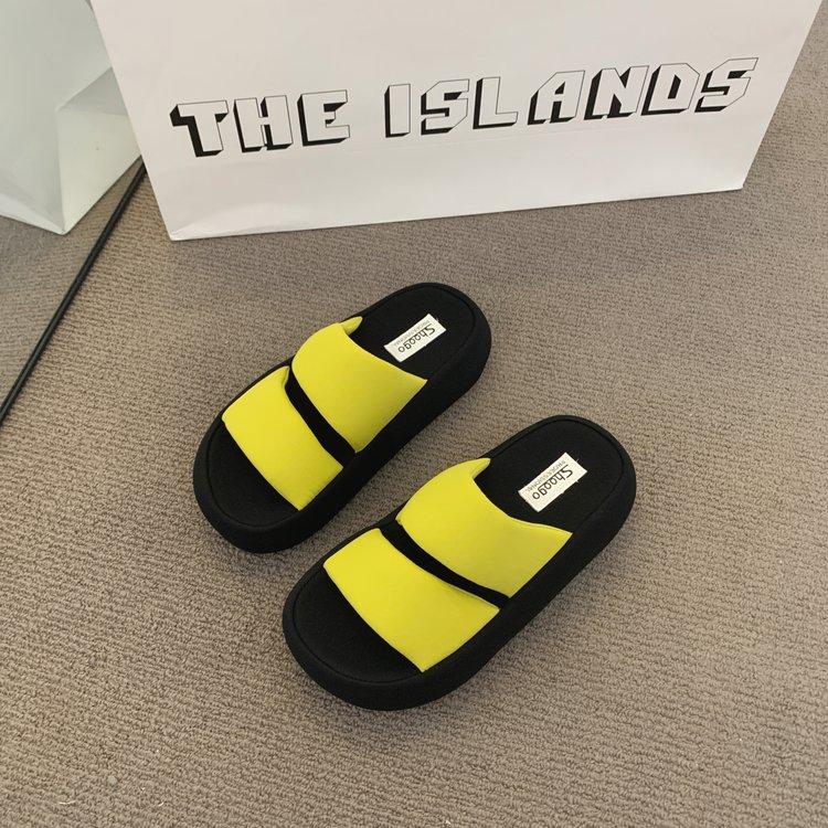 

[youshilai] Thick-soled heightening one-word slippers, beach sandals, fashionable new casual cool slippers 35