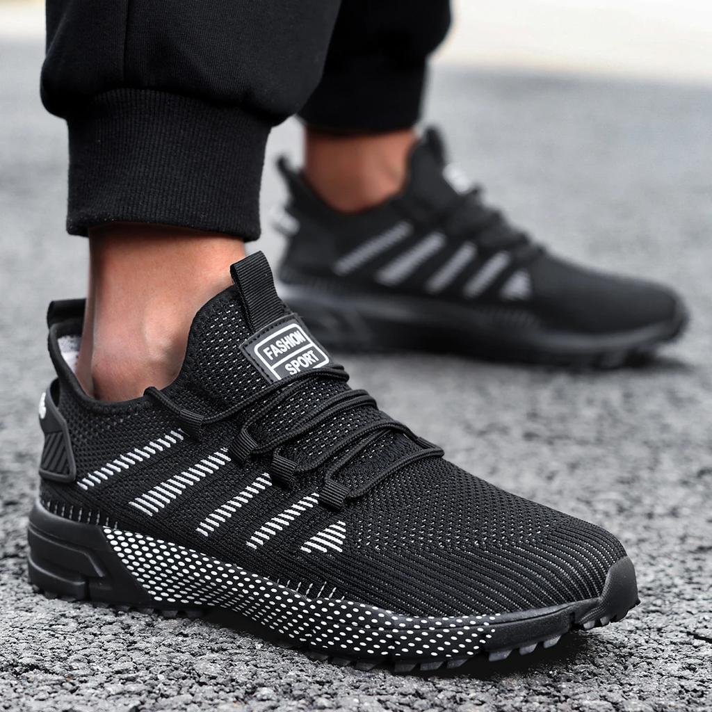 Men Sports Running Black Jogging Shoes Casual Sneakers Brown Outdoor Breathable Mesh Men Light Shock-absorption Tennis Shoes