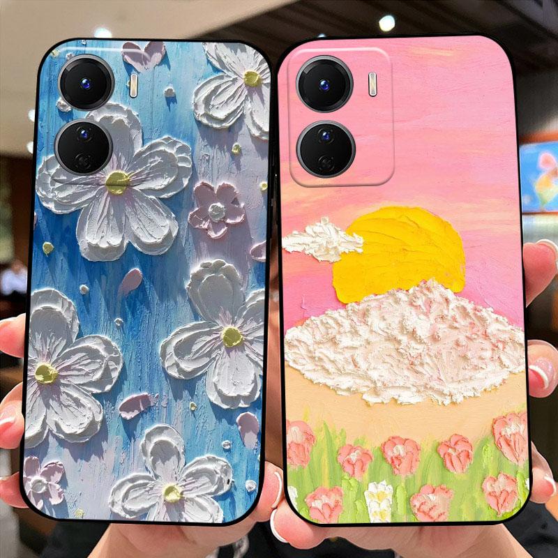 Case For Y56 Y35 Y53T 5G Fundas Cute Fashion TPU Soft Silicone Black Matte Phone Cover For Vivo Y16 4G V2204 V2214 Coque Bumper