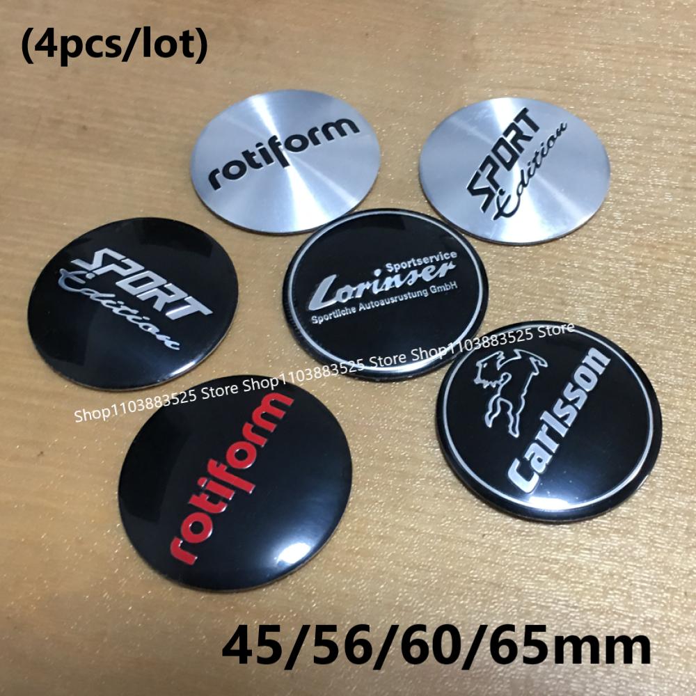 AAZD1 4pcs 45/56/60/65mm Modified wheel hubcap logo Emblem Badge sticker for sport rotiform carlsson lorinser hub cap sticker