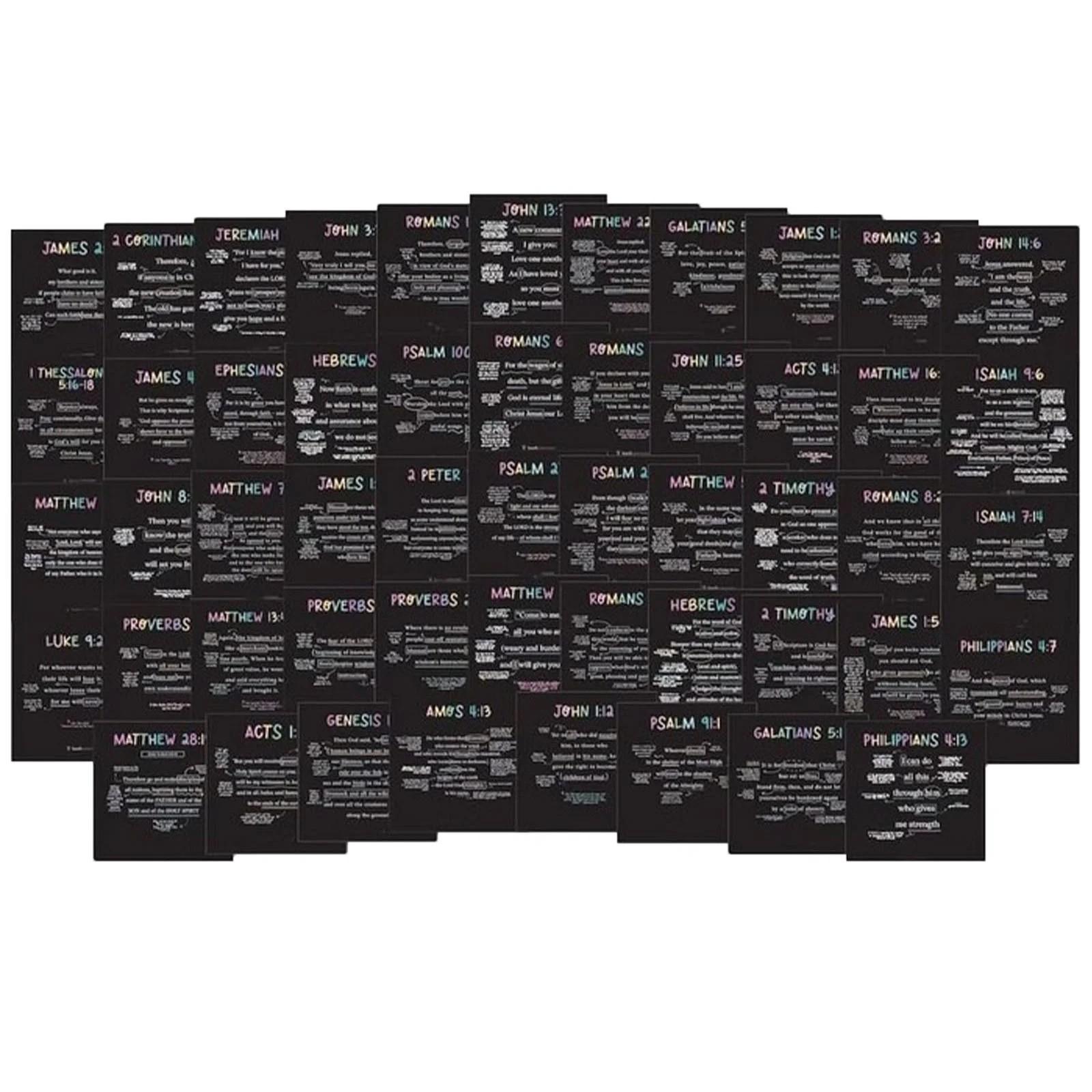 

52 карточки с отрывками из Священного Писания: Библейский стих на карте на каждую неделю года, карточки с библейскими стихами для запоминания, преподавание в воскресной школе, библейские подарки One Size