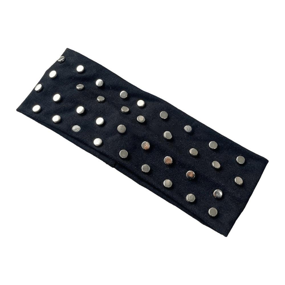 

Solid Color Punk Headwrap Korean Style Elastic Hair Band Fashion Rivet Headbands Headwear чёрный