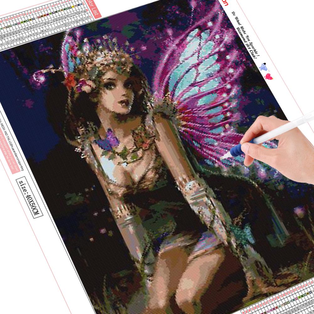 

HUACAN 5D DIY Полный дрель Алмазная картина Бабочка Фея Вышивка крестиком Full square 45*60 cm