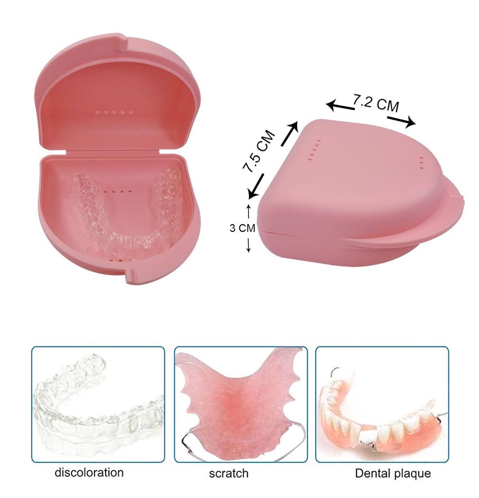 Dentosmile Dental Orthodontic Retainer/Aligner Case/Box/Mouth Guard and Denture Storage In Pink Colour (1)