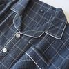New Men's Plaid Home Service Suit 100% Cotton Crepe Cloth Pajamas Long-sleeved Trousers Simple Two-color Plus Size Home Service