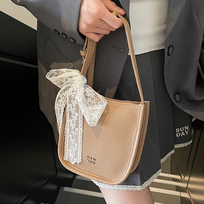 Spring and Summer Popular Korean Sweet Wind Simple Solid Color Mobile Phone Bag Lychee Pattern Texture Versatile Casual Messenger Bag