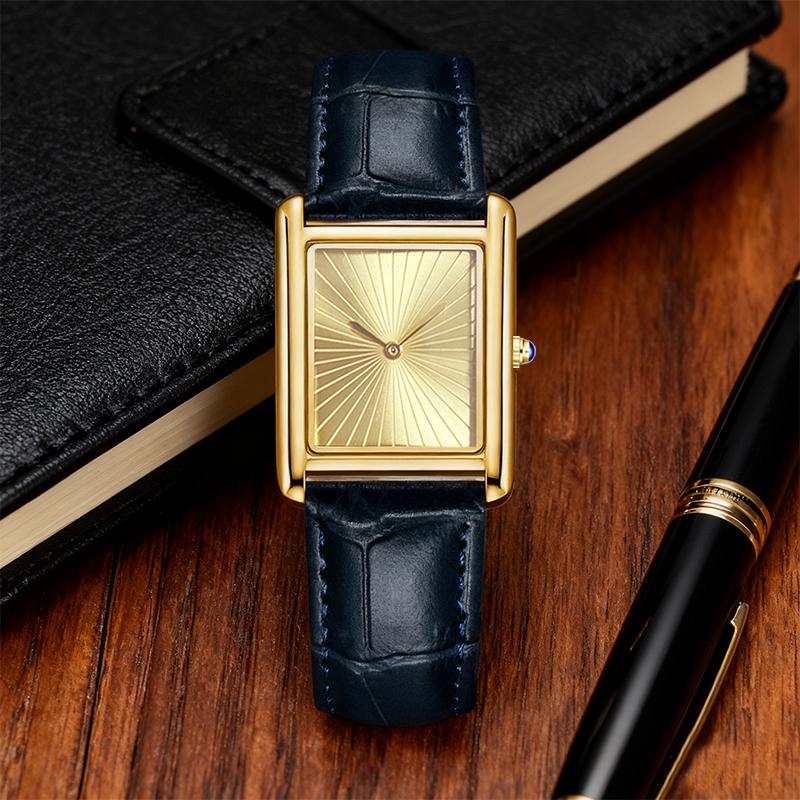 Fashion Luxury Watches for Man Simple Square Gold Dial Men's Watch Waterproof Tank Watches Clock Reloj Hombre New Year Gifts