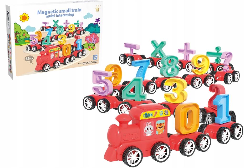Red Educational Magnetic Train Learning Numbers Montessori Operations 31pcs