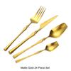 24 Pcs Mirror Matte Stainless Steel Black Gold Silver Cutlery Dinnerware Tableware Knife Spoon Fork Flatware Set Dishwasher Safe