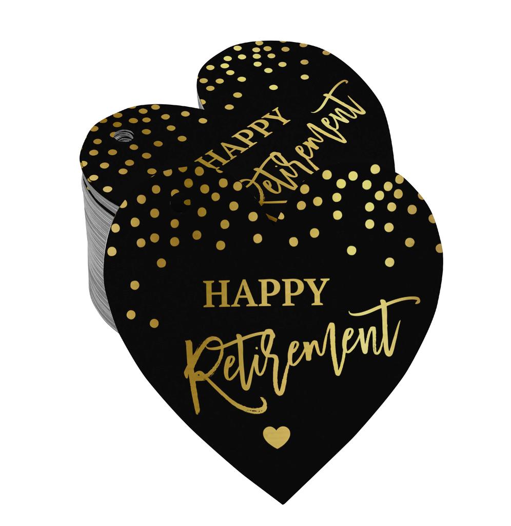Inkdotpot Silver Foil Paper Hang Tag Happy Retirement Favor Tag 100 Pieces