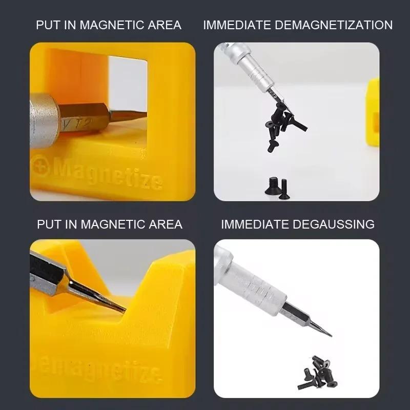 Mini Magnetisator Demagnetisator Skruvmejsel Magnetiskt Verktyg för Upplockning Lämpligt för Skruvmejselspetsar Borrskär