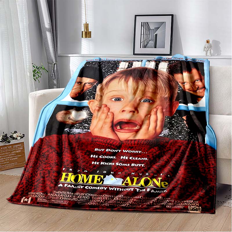 Home‑Alone Classic Film Print Flannel Blanket Soft Warm Throw For Sofa Bedroom Xmas Home Decor Holiday Fan Collectible Gift