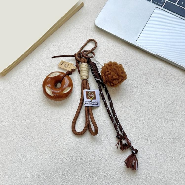 Unique Alkaline Bread Shape Braided Rope Pendant Unique Bag Charm for Those Seeking Distinctive Fashion Accessories