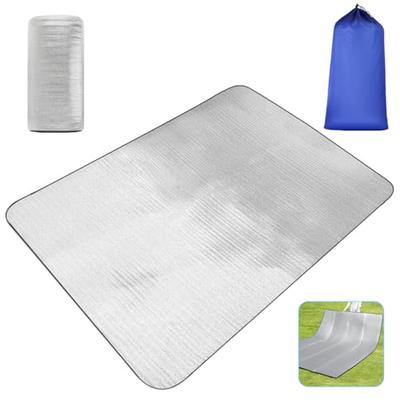 SAMONIA Silver Camping Mat, Aluminum, 100/120/150/180/200/250cm X 200cm, Heat-Retaining, Insulated, Double-Sided Vacuum Coating, Foldable, for Picnics
