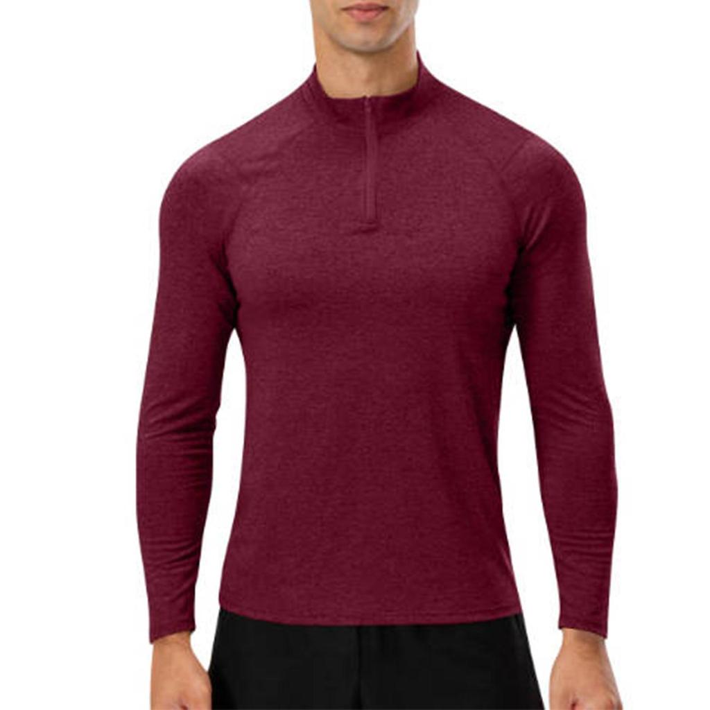 Men's /Winter Fitness Long Sleeve Quick,Dry Running Training Top Half,Zip Slim Fit Hooded Sweatshirt