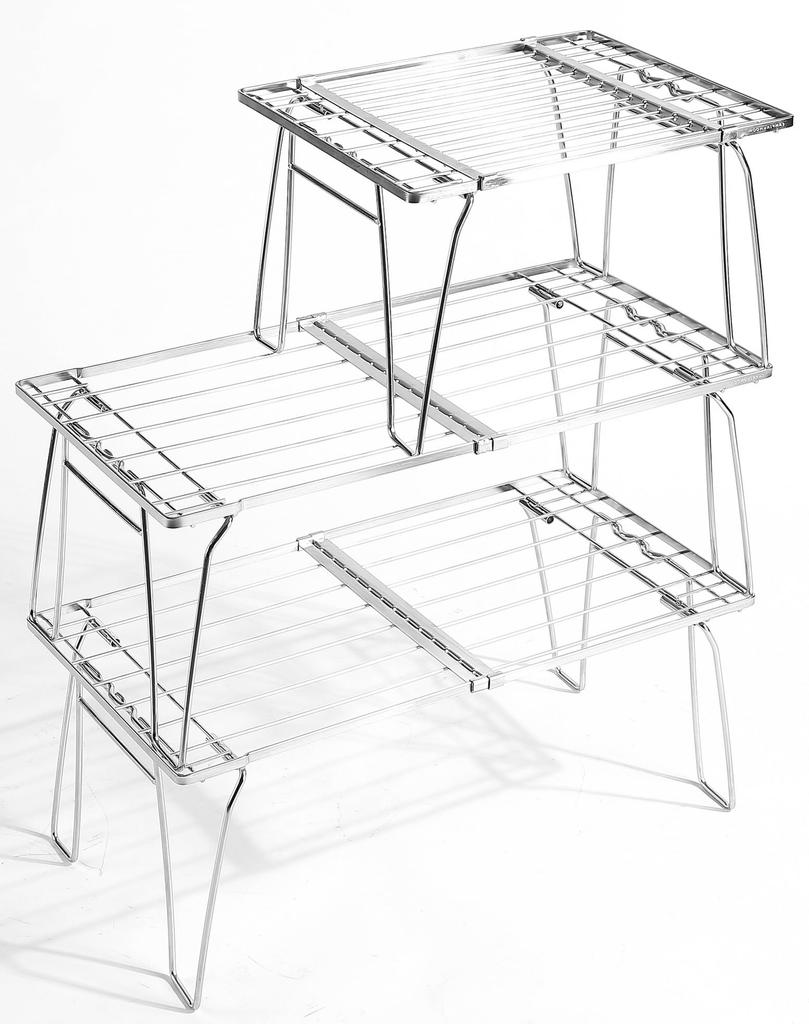CAMPING MOON Field Slim Camping Stainless Set Rack, Extendable, Rack, Steel, 2-Piece (FD-22-3T-WB)