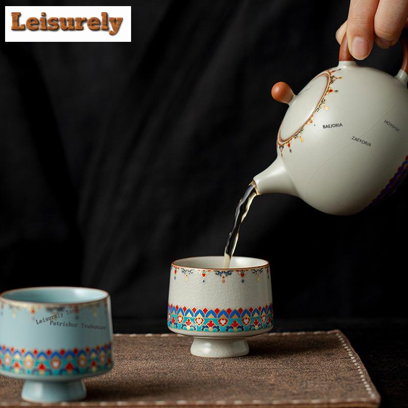 Dunhuang Ru Kiln Teacup Creative Tea Bowl Beautiful Tea Cup Tea-tasting Meditation Cup Chazhan Master Cups Tea Items Accessories