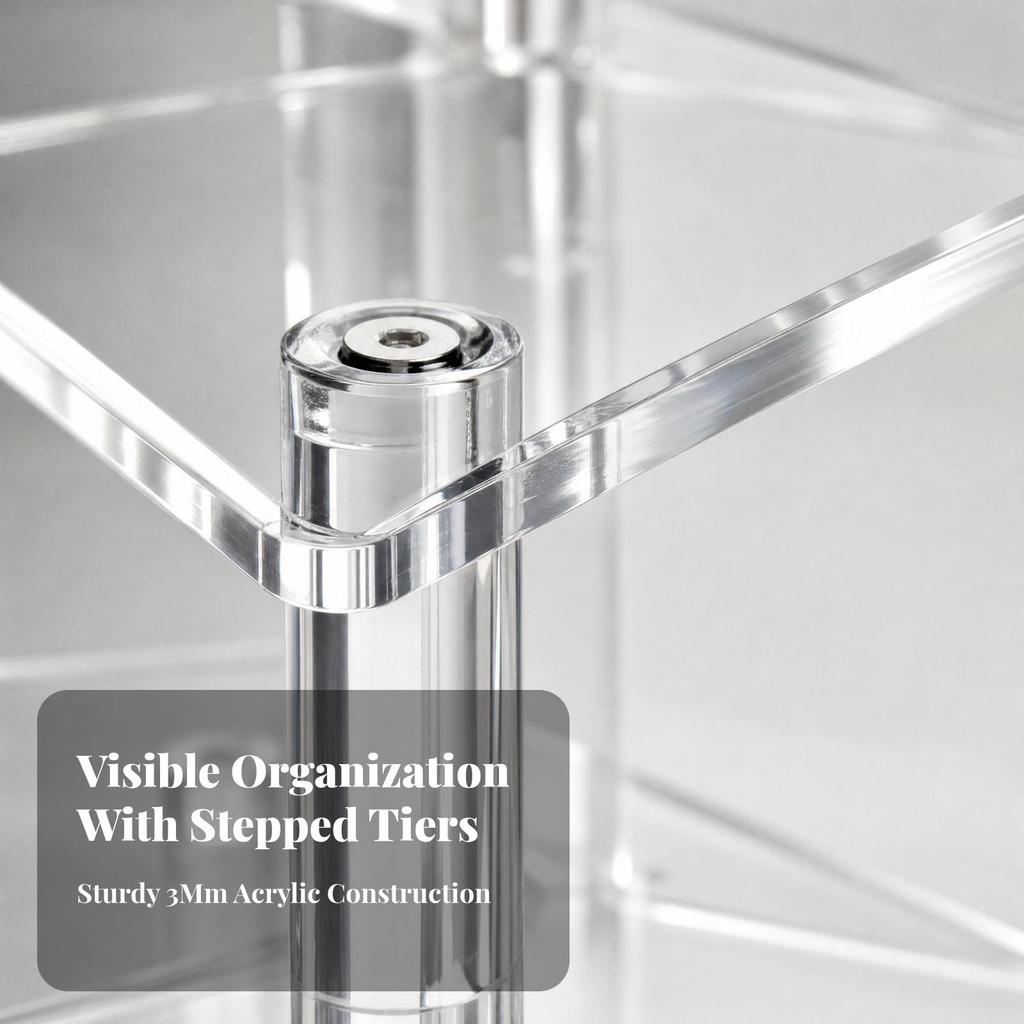 Three-Tier Acrylic Display Storage System Saving Countertop Organizer