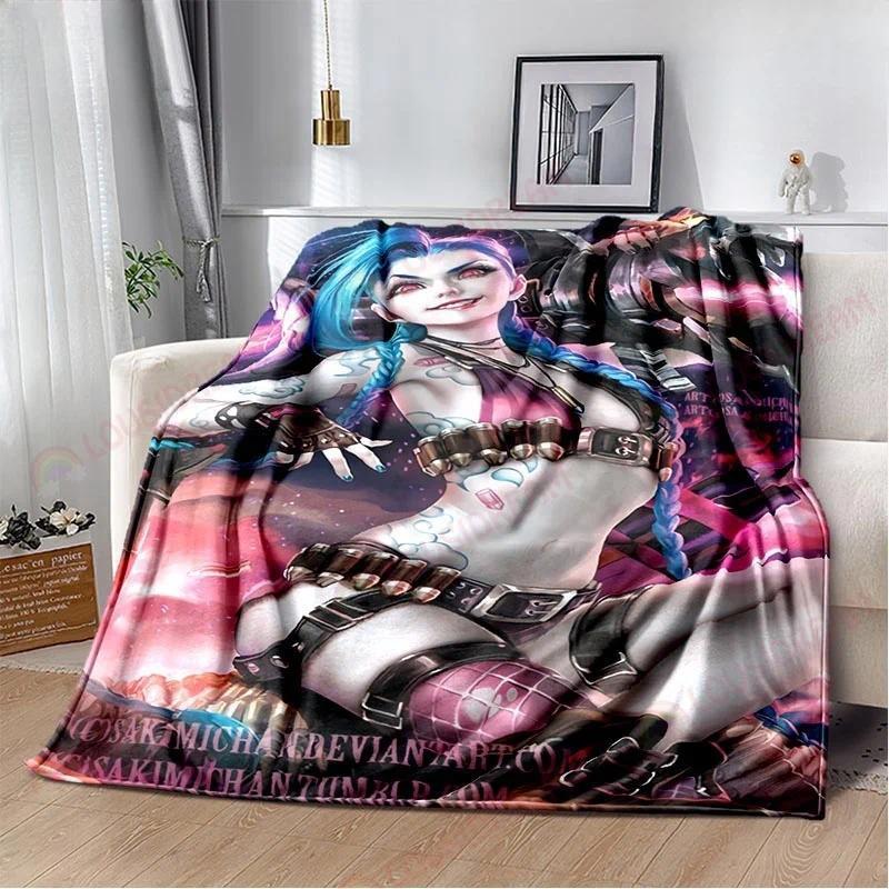 Game Jinx Arcane League of Legends Blanket Picnic Blanket Warm Comfortable Home Travel Birthday Custom blankets