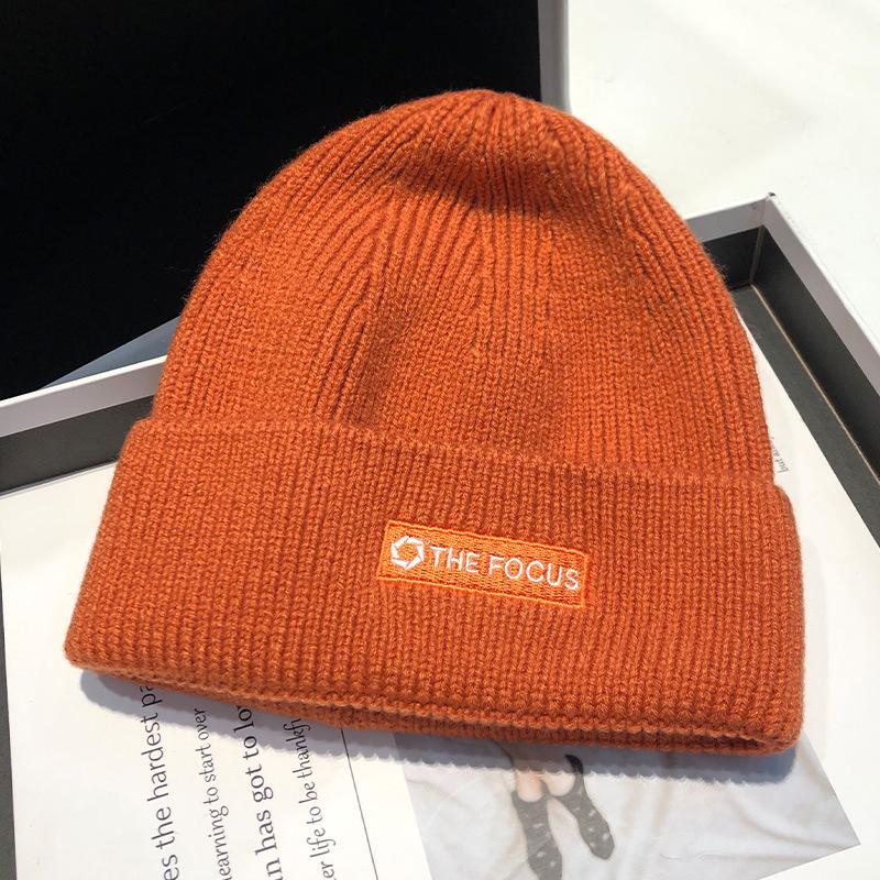 Autumn and Winter Korean Style Fashion Knitted Warm Wool Hat for Men and Women Couple Street Versatile White Women Winter Cold Hat
