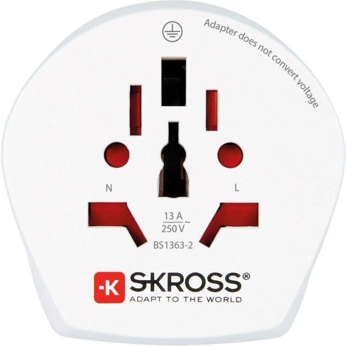 Adaptateur de voyage - SKROSS - 1.500204-E - Type CO W - Blanc - Pour l'étranger
