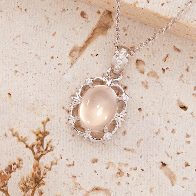

Vintage Light Luxury Natural Opal Amethyst Powder Crystal Pendant Necklace Women S S925 Silver Jewelry