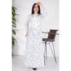 Long Hijab Elastic Waist And Embroidered Dress / Blue Flower Embroidery (brode) Slim Fit Buy A Larger Size