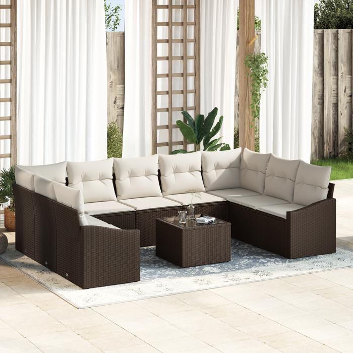 VidaXL 9-Piece Garden Sofa Set with Gray Cushions Poly Rattan 3346888