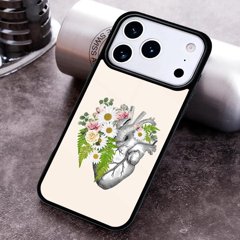 Human Heart Anatomy Phone Case for iPhone 17 16 15 Pro Max Air 14 13 12 11 Plus Shockproof Cover