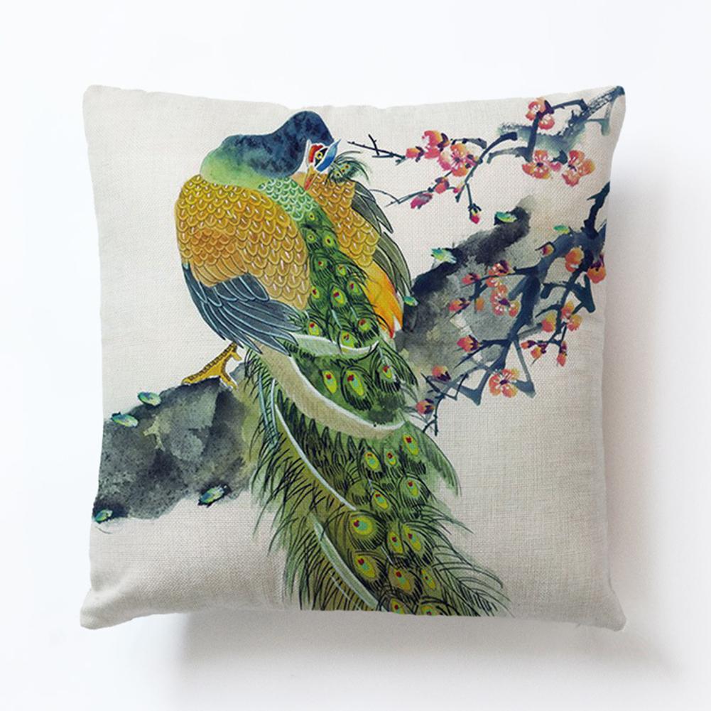 Nordic Peacock Pillow Case Sofa Bedroom Home Decor Throw Linen Cushion Cover Nordic Peacock Pillow Case Sofa Bedroom Home Decor Throw Linen Cushion Cover