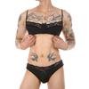 Men's Sexy Lace Adjustable Bra Briefs Set Bdsm Sissy Sex Femboy Lingerie See-Through Transparent Erotic Costume Rave Accessories